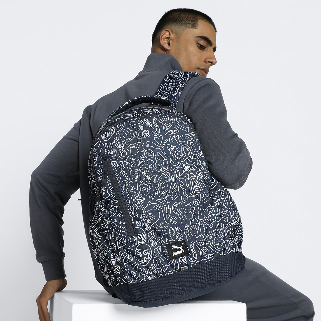 PUMA Unisex Printed Blue Backpack